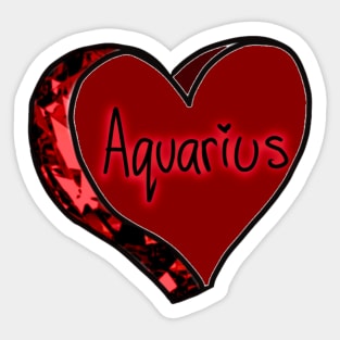 Aquarius Red Garnet Love Heart Sticker